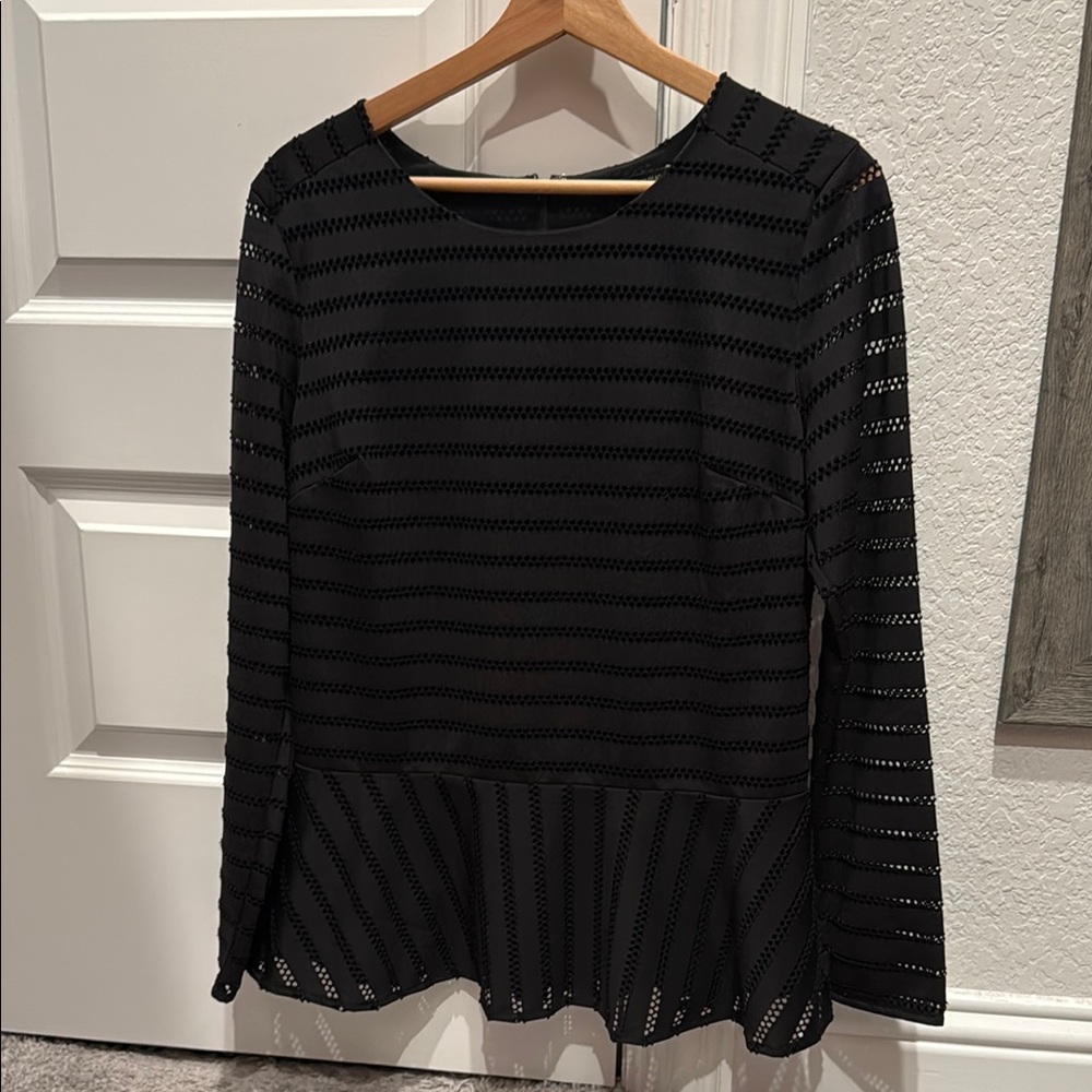Zara - Black Long Sleeve Peplum Top (M)